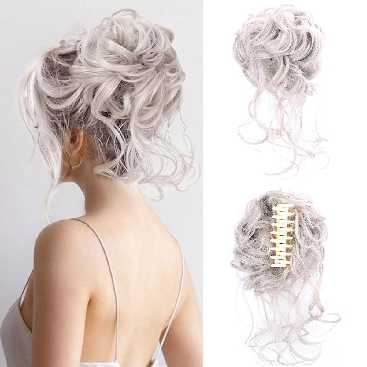 Women Messy Curly Fluffy Hair Bun Clip