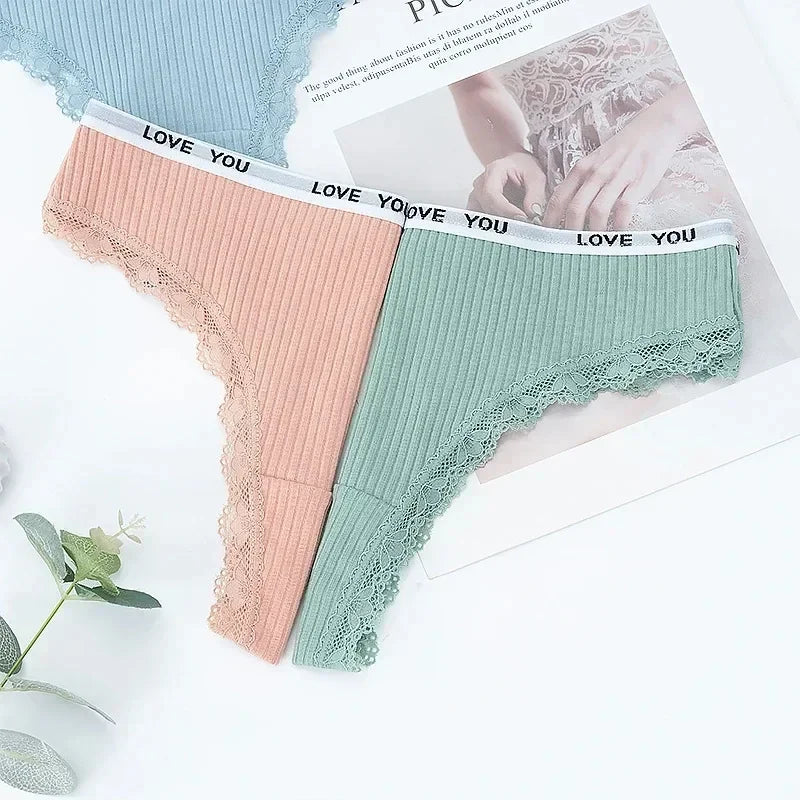 Sexy Cotton Thong Women Lace Low Waist Panties