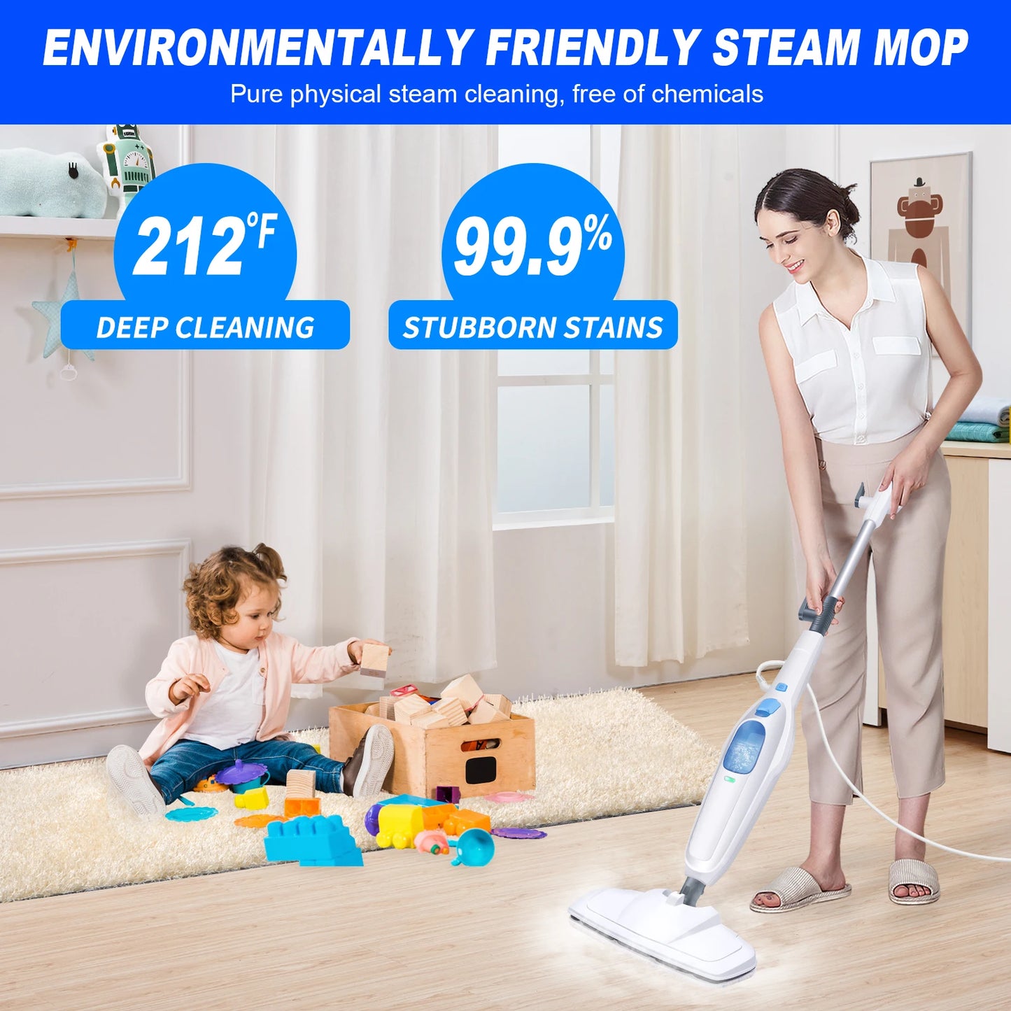 Steam Mop & Detachable Steam Cleaner, 1500W Powerful