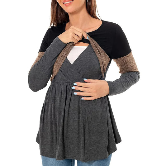 Maternity Nursing T Shirt Pregnant Women's Long Sleeve