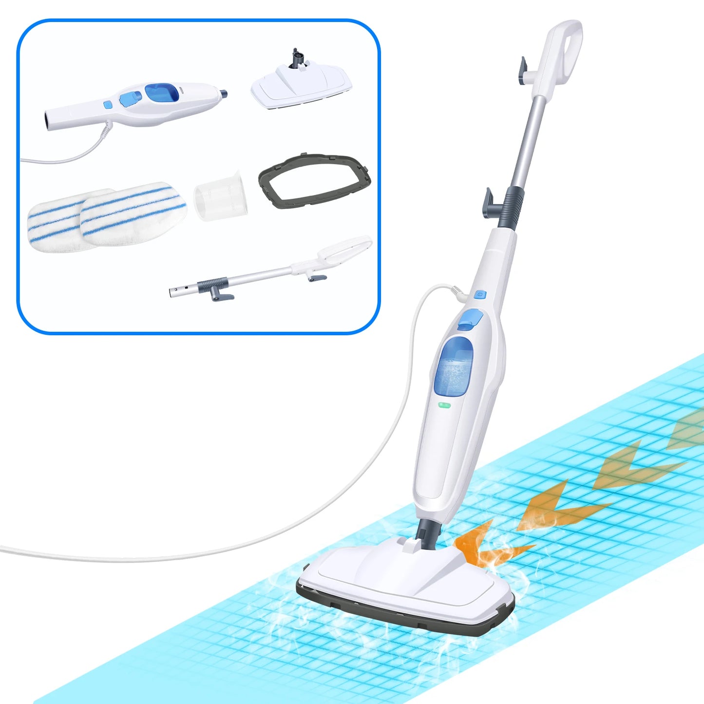 Steam Mop & Detachable Steam Cleaner, 1500W Powerful