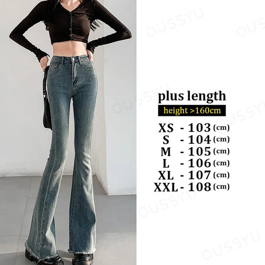 Flared Jeans Women Vintage Black Denim Pants