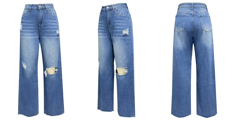 Women Jeans Wide Leg Pants Denim High Waist