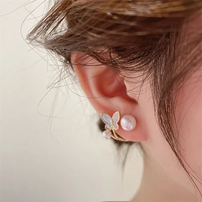 Vintage Imitate Pearl Crystal Earrings for Women