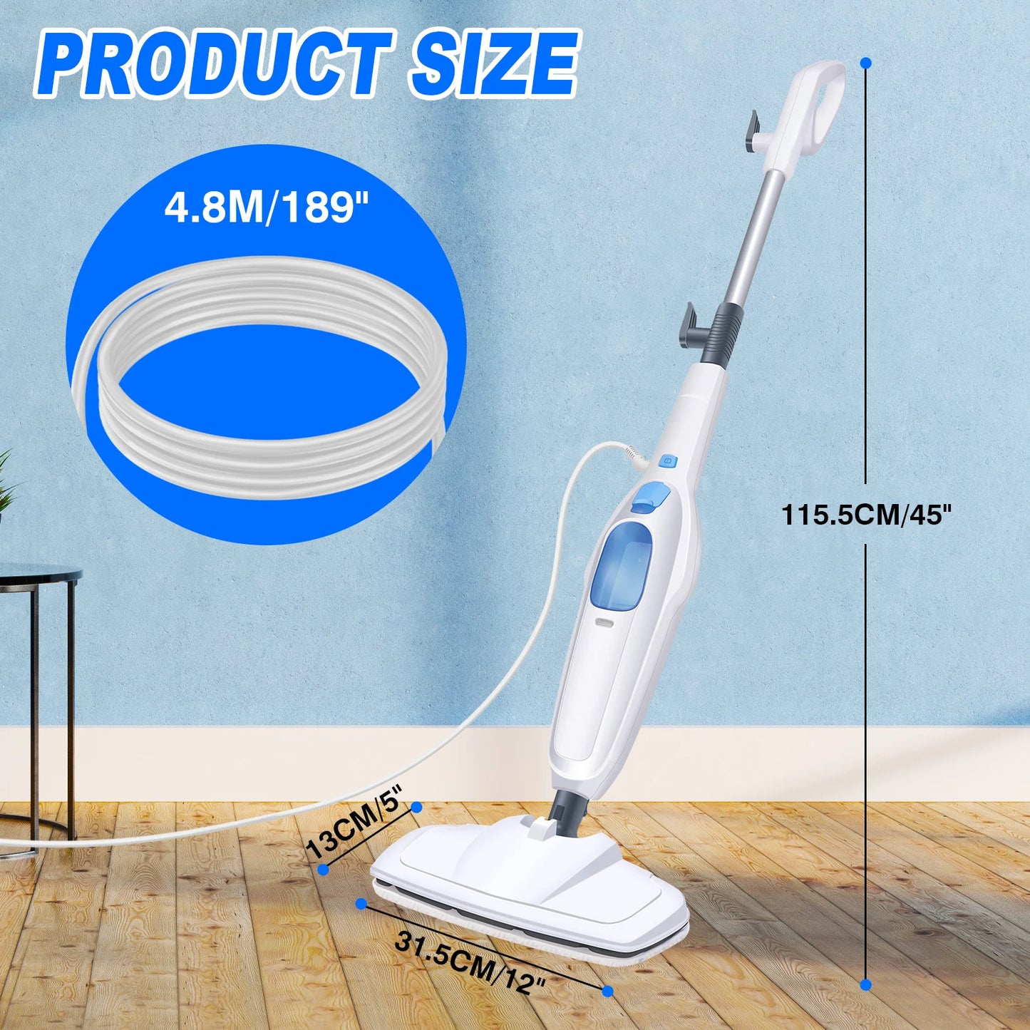 Steam Mop & Detachable Steam Cleaner, 1500W Powerful