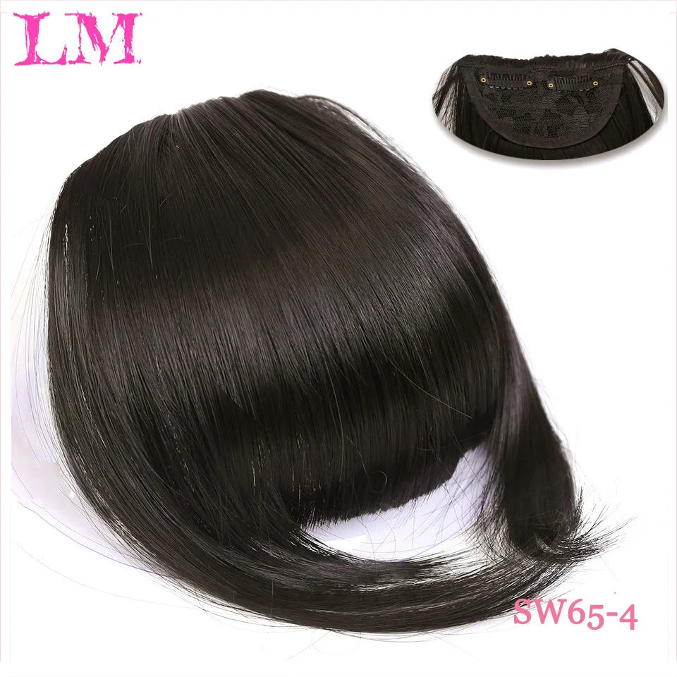 Fiber Brown Women Clip-In Full Bangs With Fringe Of Hair 6 Inch