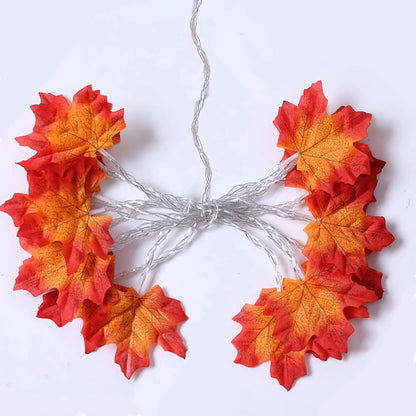 Halloween LED Lights String Artificial Maple Leaf Lantern for Home Decorations