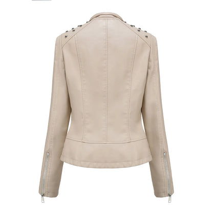 Faux Motorcycle Coat Short Leather Slim-Fit Jackets