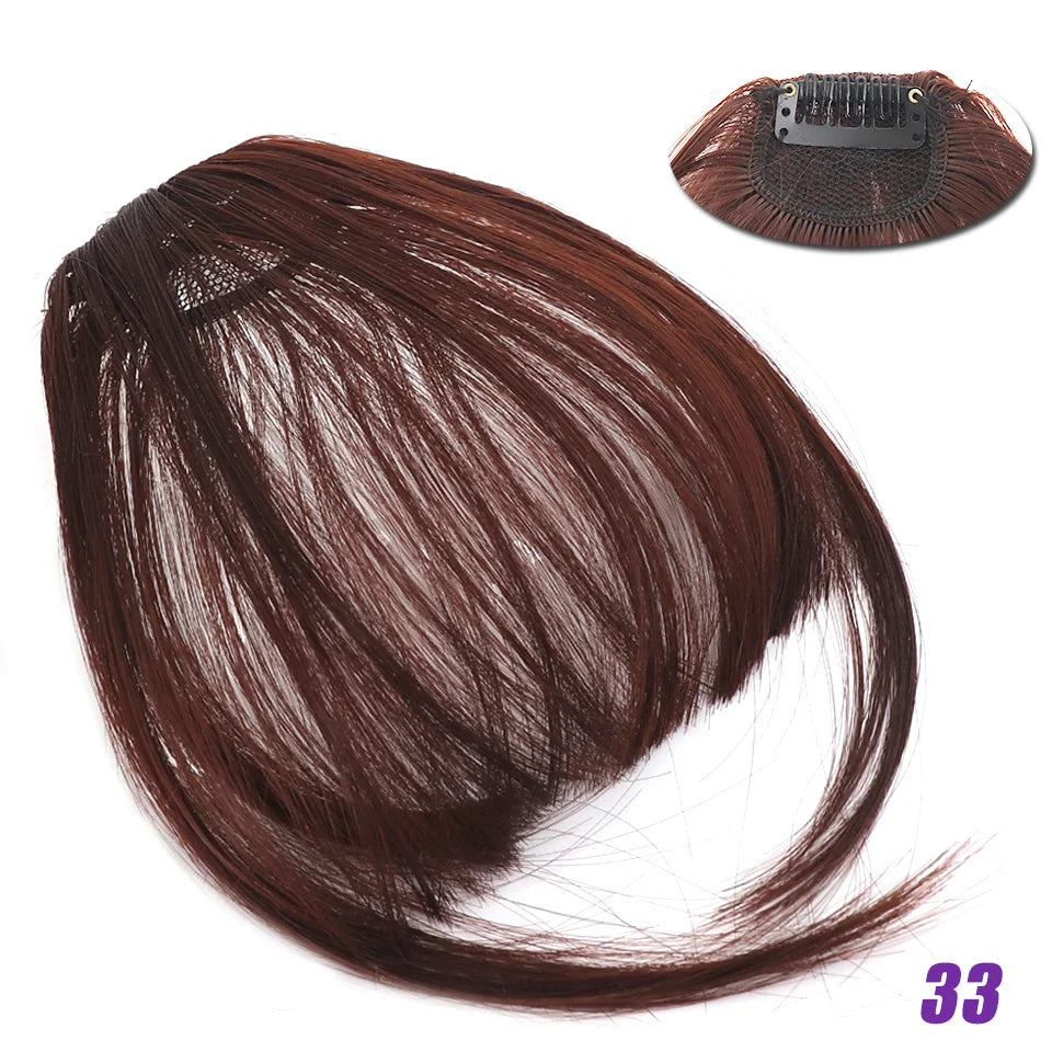 Fiber Brown Women Clip-In Full Bangs With Fringe Of Hair 6 Inch