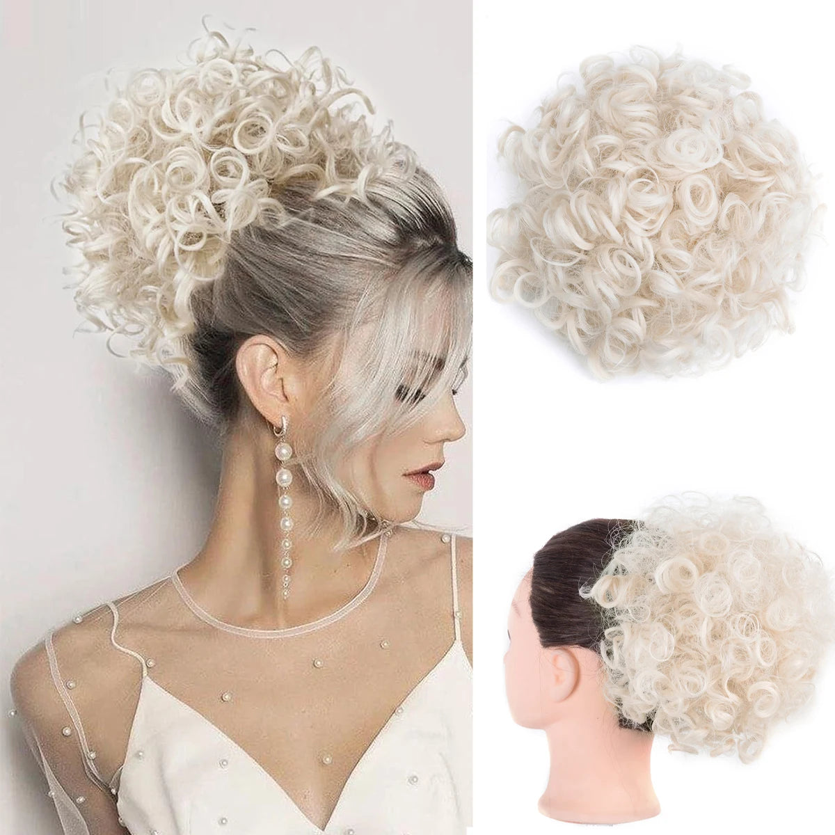 Women Messy Curly Fluffy Hair Bun Clip