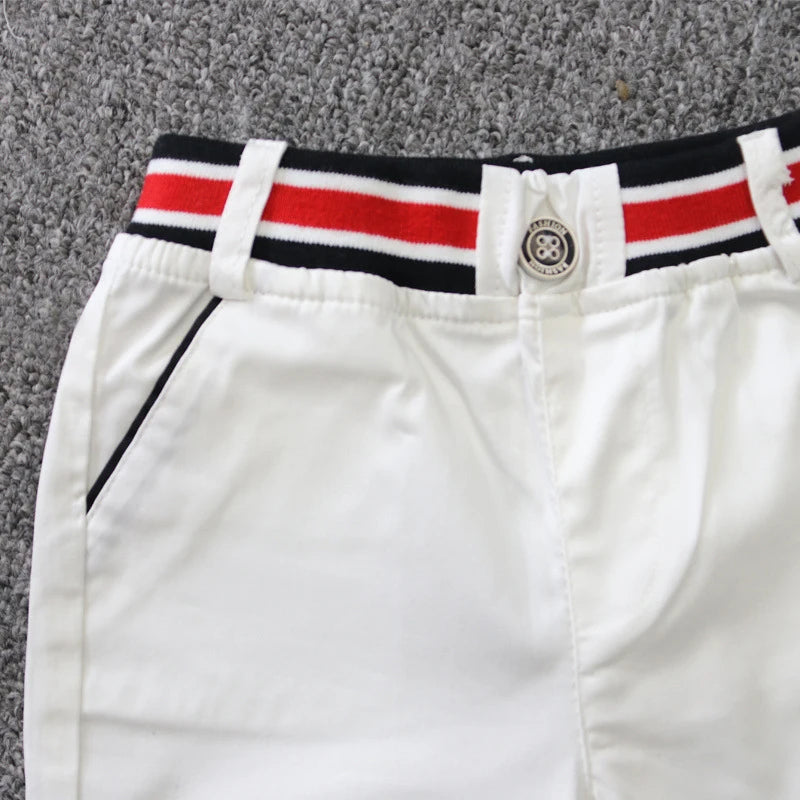 Summer Boys Clothing Set Cotton Striped Short Sleeve