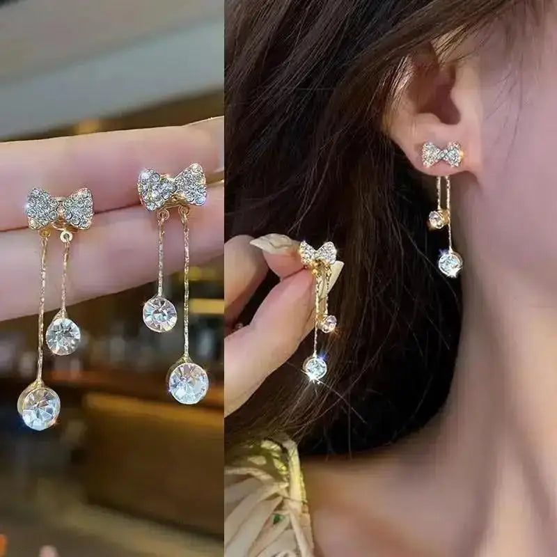 925 Silver Needle Korean Fashion Pearl Tassel Earrings