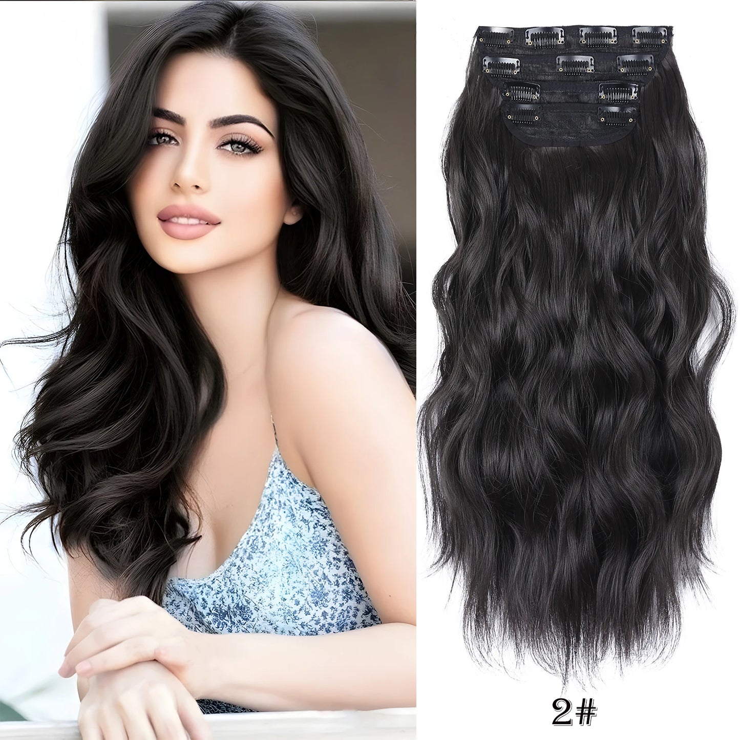 Synthetic  Hair Extensions Long Wavy 4Pcs/Set Piece 11 Clip-In Hairpieces