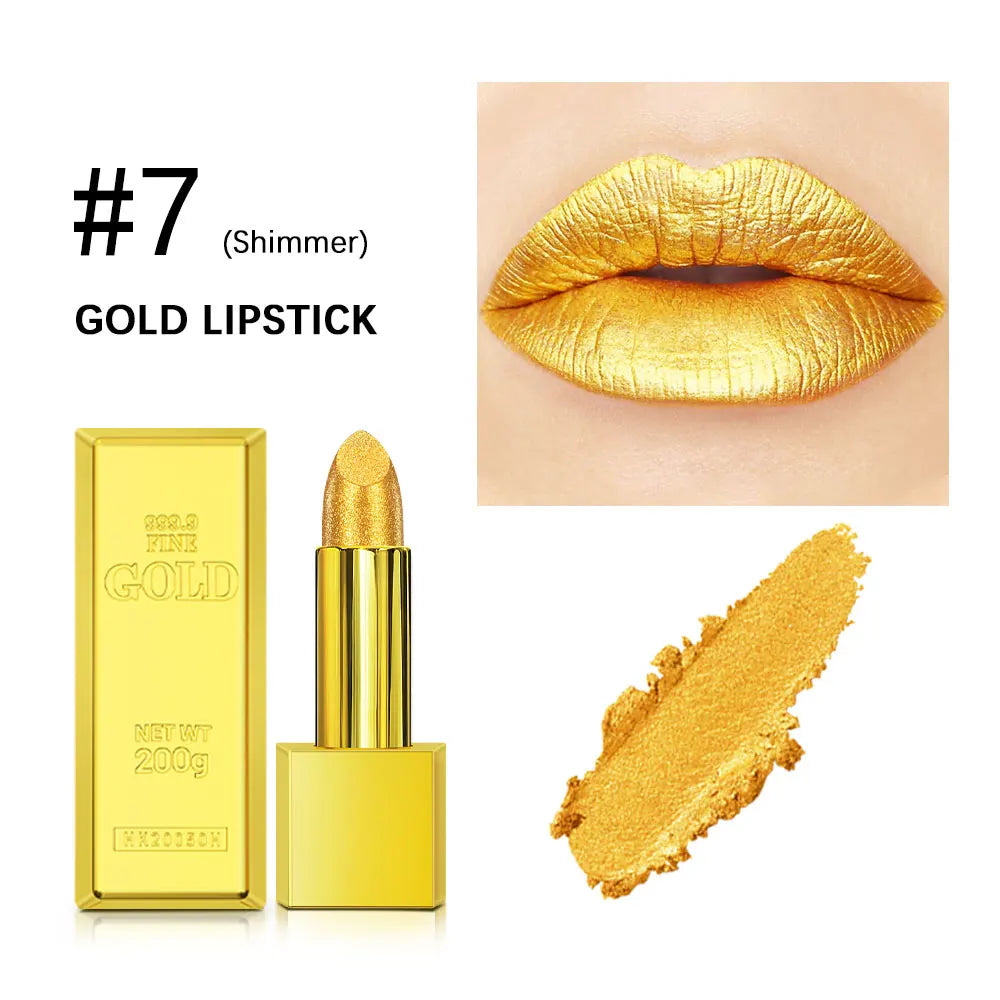 Glitter Lipstick Moisturizing Makeup Velvet Matte Gold Lipstick Waterproof