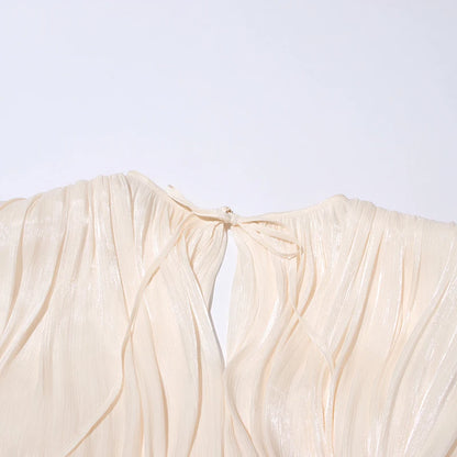 V Neck  Lace Up Blouse Mini Dresses For Women