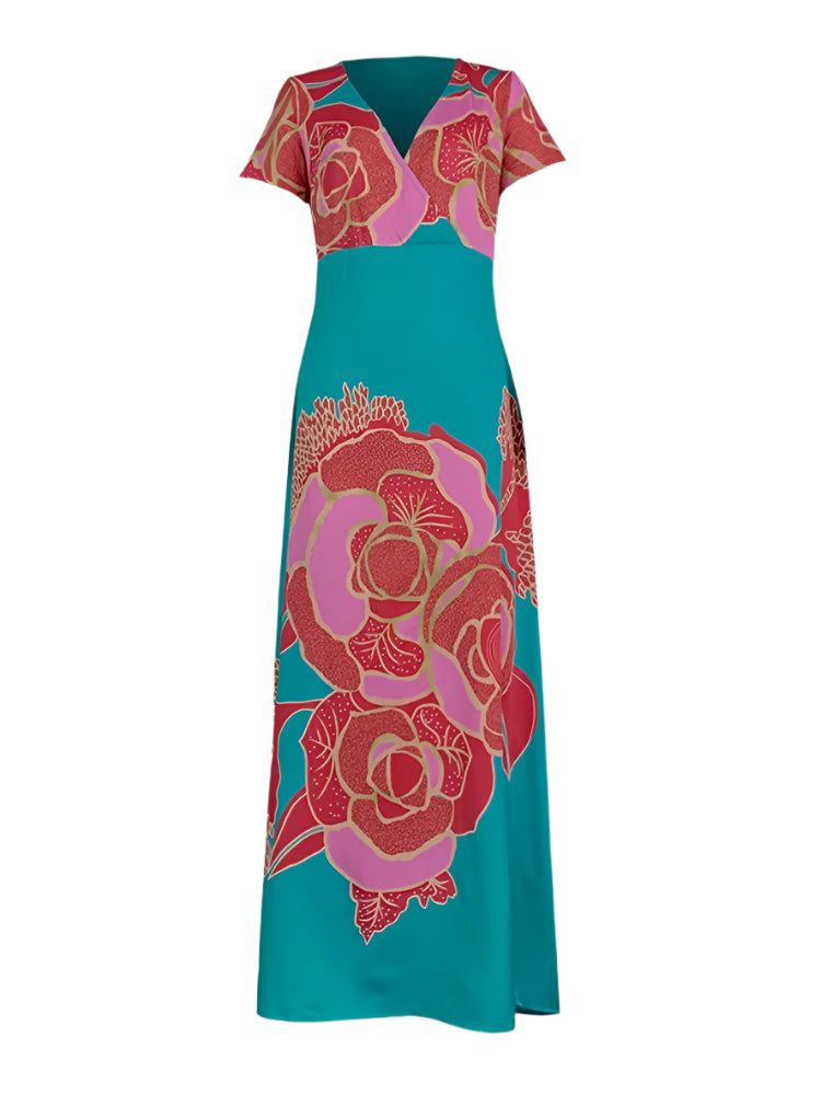 Floral Printed Elegant Evening Dress