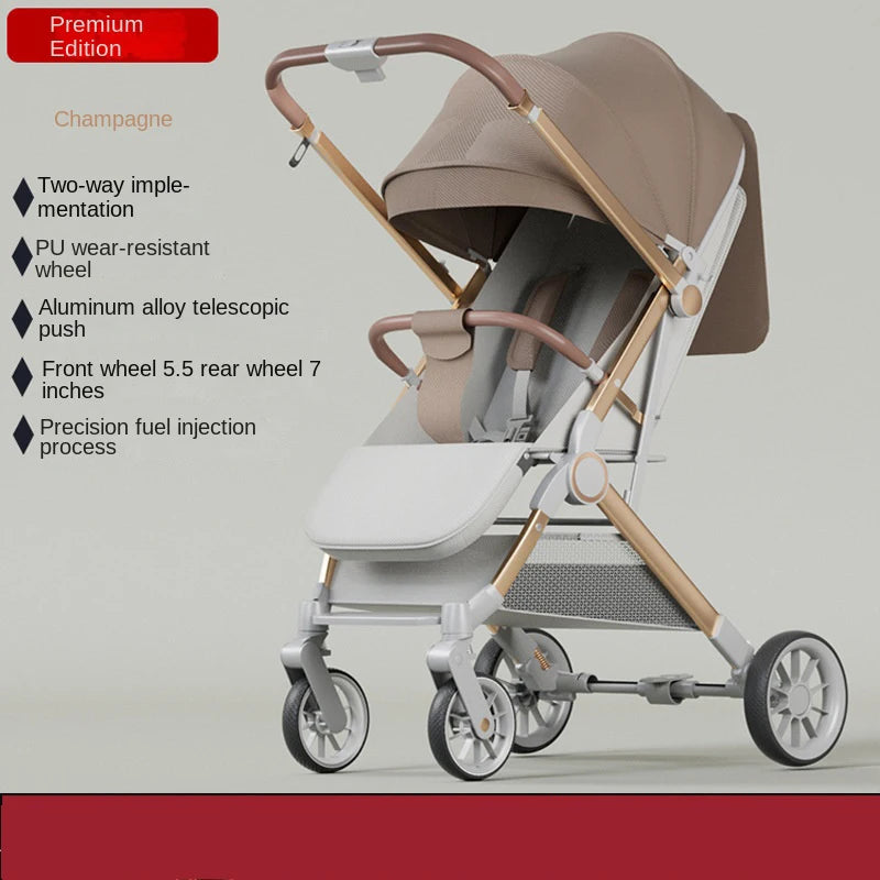 Two-way Baby Stroller Simple Folding Ultra-lightweight Shock-absorbing Wheels