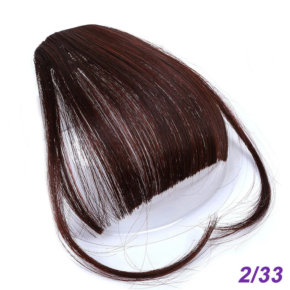 Fiber Brown Women Clip-In Full Bangs With Fringe Of Hair 6 Inch