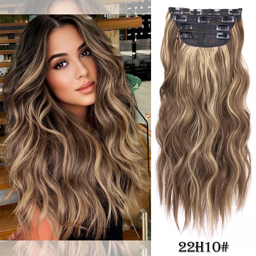 Synthetic  Hair Extensions Long Wavy 4Pcs/Set Piece 11 Clip-In Hairpieces