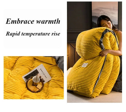 Thick Solid Color Velvet Duvet Cover Winter Warmth Bedding Set
