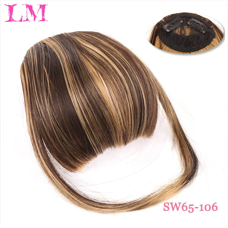 Fiber Brown Women Clip-In Full Bangs With Fringe Of Hair 6 Inch