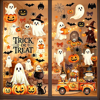 6 Sheets of Large Ghost and Pumpkin Window Clings