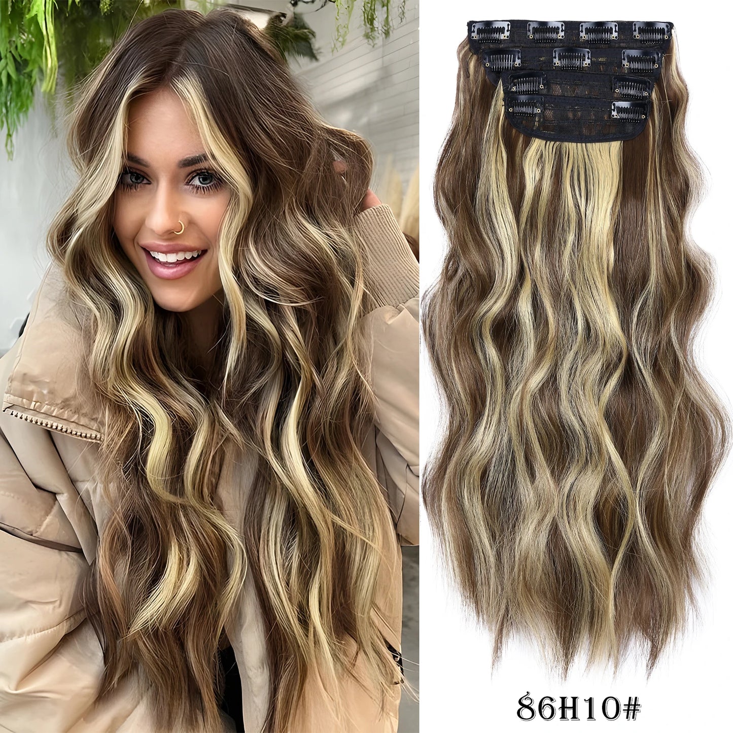 Synthetic  Hair Extensions Long Wavy 4Pcs/Set Piece 11 Clip-In Hairpieces