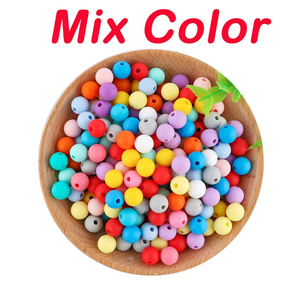 50Pcs/Lot Silicone Beads 9/12/15MM Round Beads For Jewellery Making