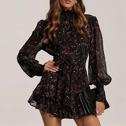 Women Casual Sexy Temperament Slim Floral Leaf Dress