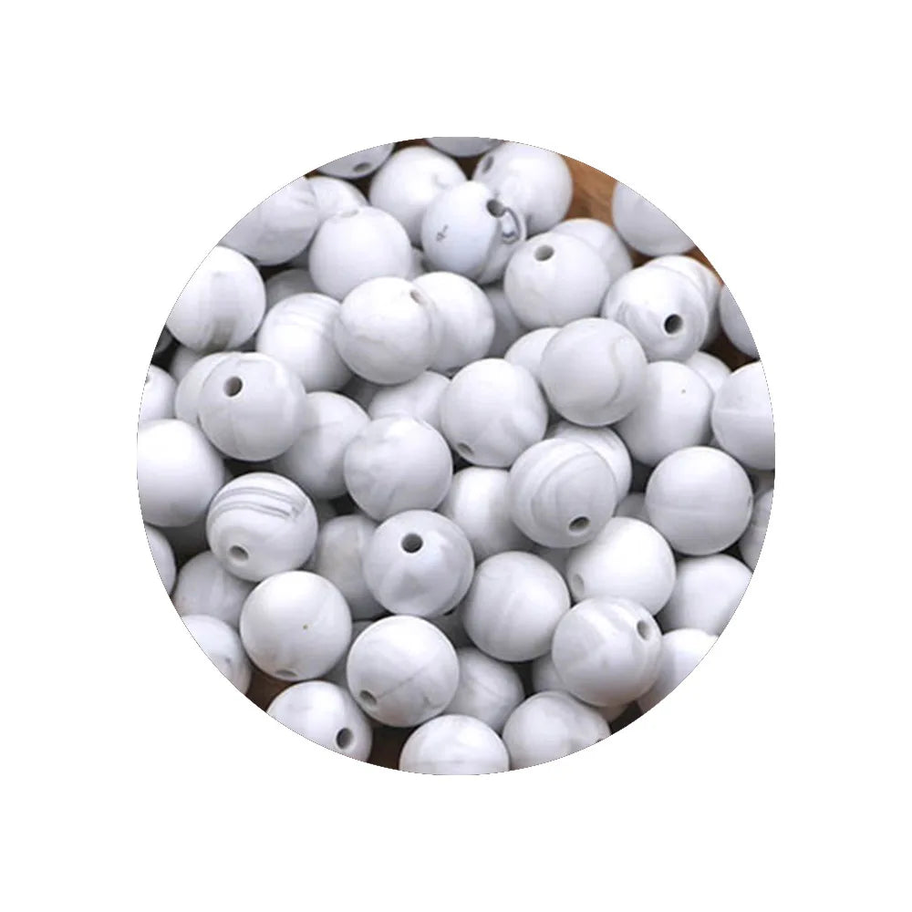 50Pcs/Lot Silicone Beads 9/12/15MM Round Beads For Jewellery Making