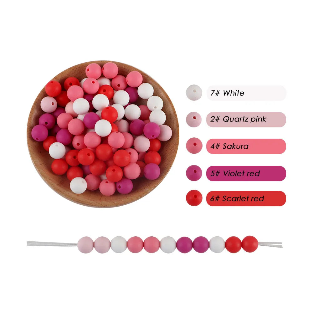 50Pcs/Lot Silicone Beads 9/12/15MM Round Beads For Jewellery Making