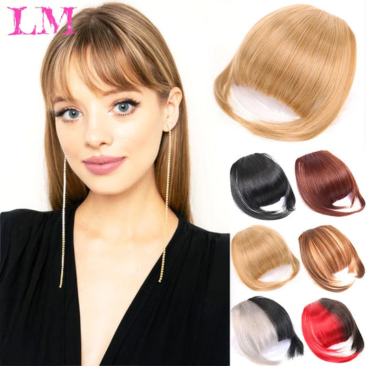 Fiber Brown Women Clip-In Full Bangs With Fringe Of Hair 6 Inch