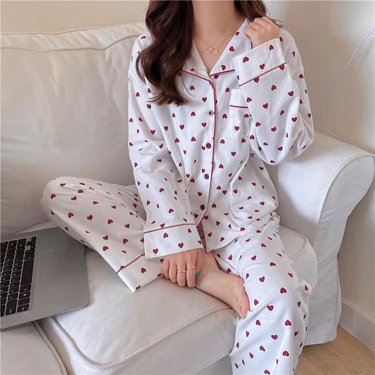 Spring Autumn Rest Pajamas for Women Fashion Long Sleeve