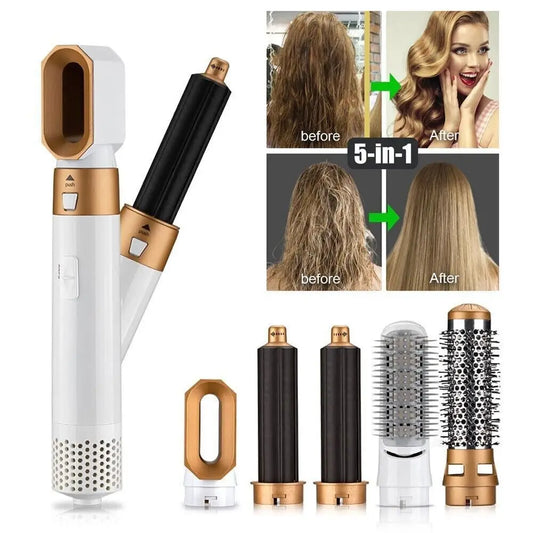 5 In 1 Electric Hair Dryer Blow Curler Set Detachable Styler Hot Air Brush