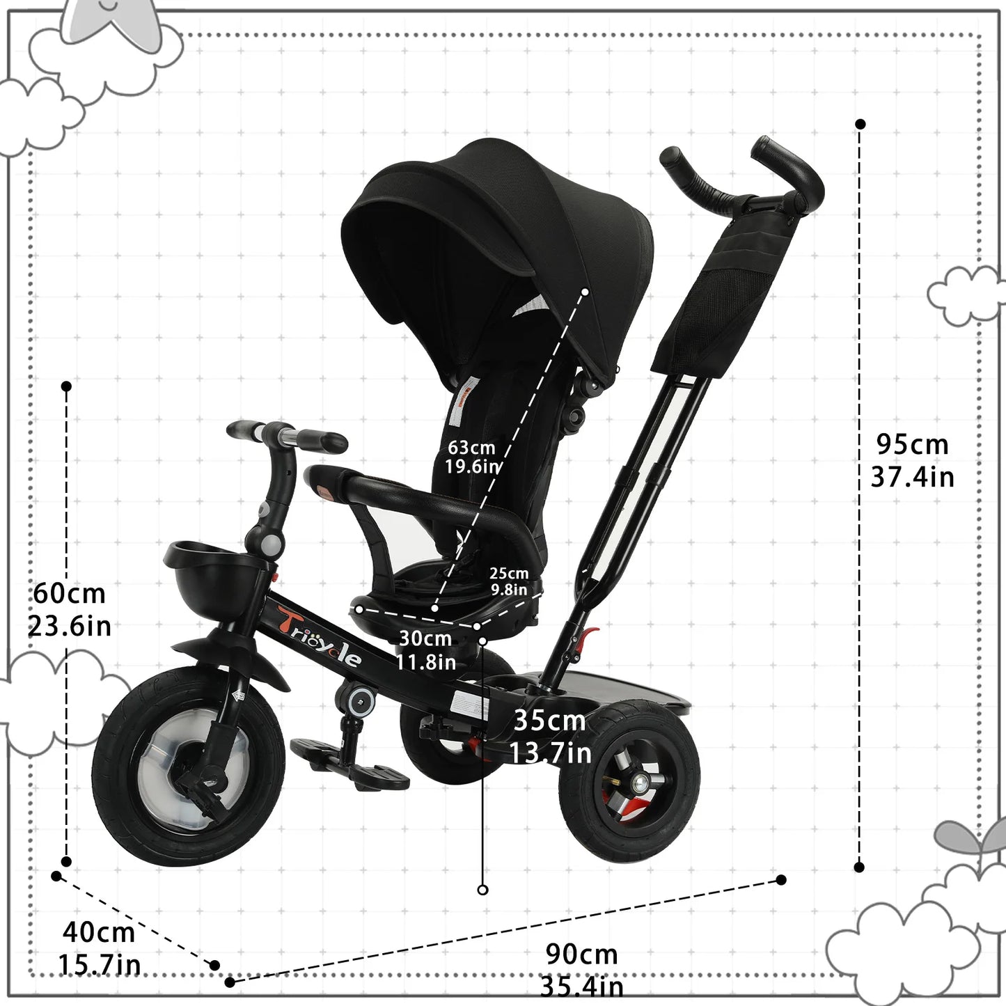 Baby Stroller Tricycle Ride Bike