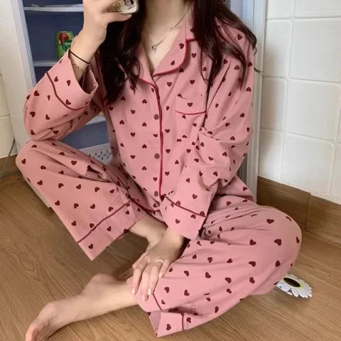 Spring Autumn Rest Pajamas for Women Fashion Long Sleeve