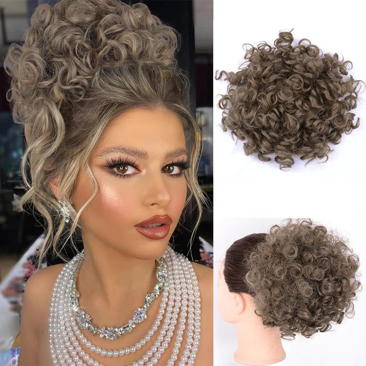 Women Messy Curly Fluffy Hair Bun Clip