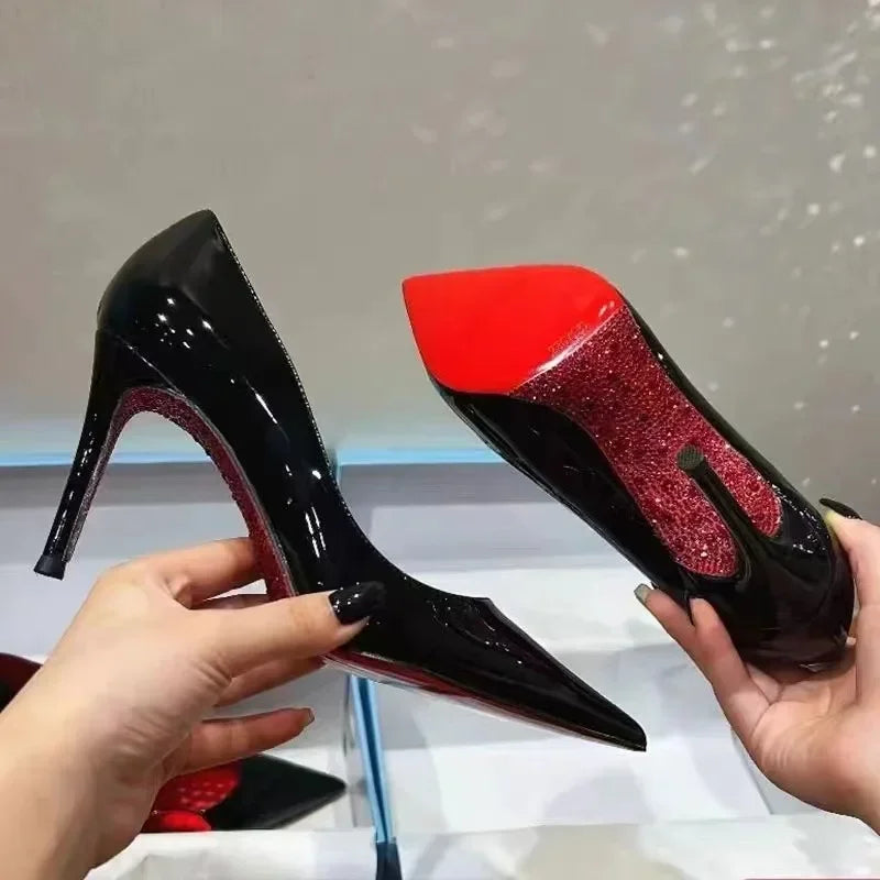 New High Heels Women Sole Rhinestones Pumps Red Bottom High Heels