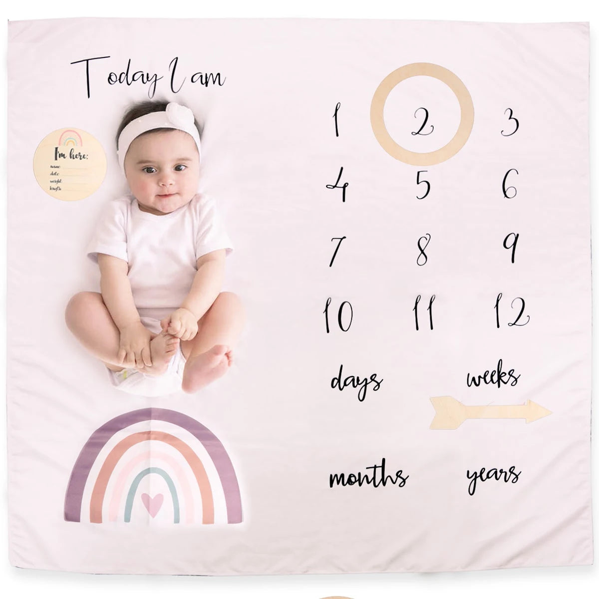 Newborn Milestone Blankets Baby Monthly Growth