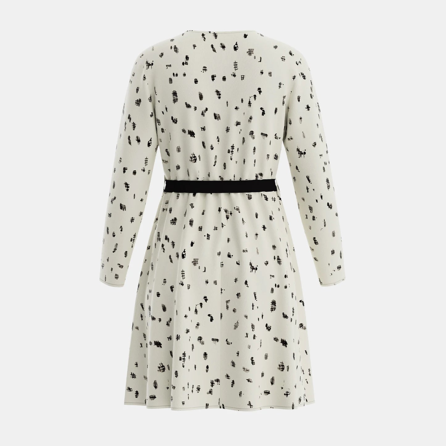 Polka Dot Long Sleeve V-neck Mini  Dress