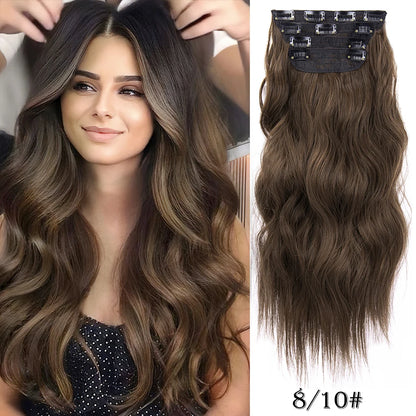 Synthetic  Hair Extensions Long Wavy 4Pcs/Set Piece 11 Clip-In Hairpieces