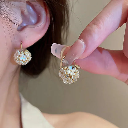 Vintage Imitate Pearl Crystal Earrings for Women
