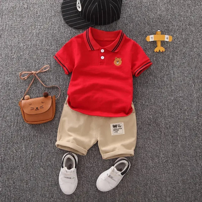 Boys T-shirt Shorts Summer Cotton with Short sleeve  Suit 2PCS set