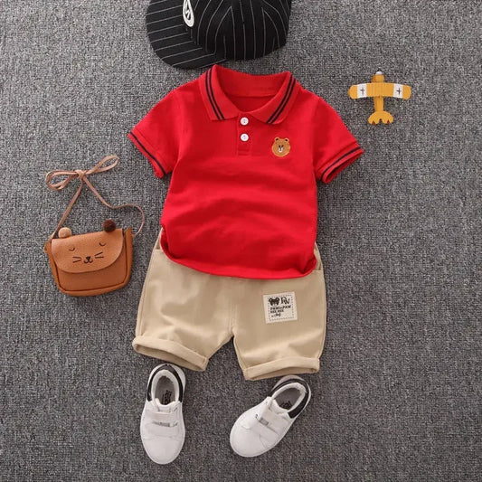 Boys T-shirt Shorts Summer Cotton with Short sleeve  Suit 2PCS set
