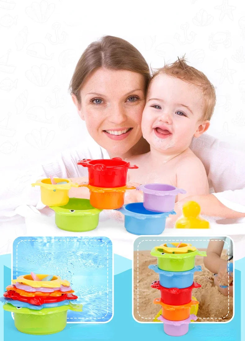 6Pcs Baby Bath Toy Stacking Cup Toddler Toys