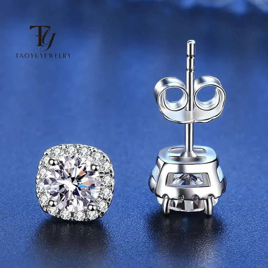 Luxury 925 Sterling Silver Square Bag Moissanite Diamond Earrings