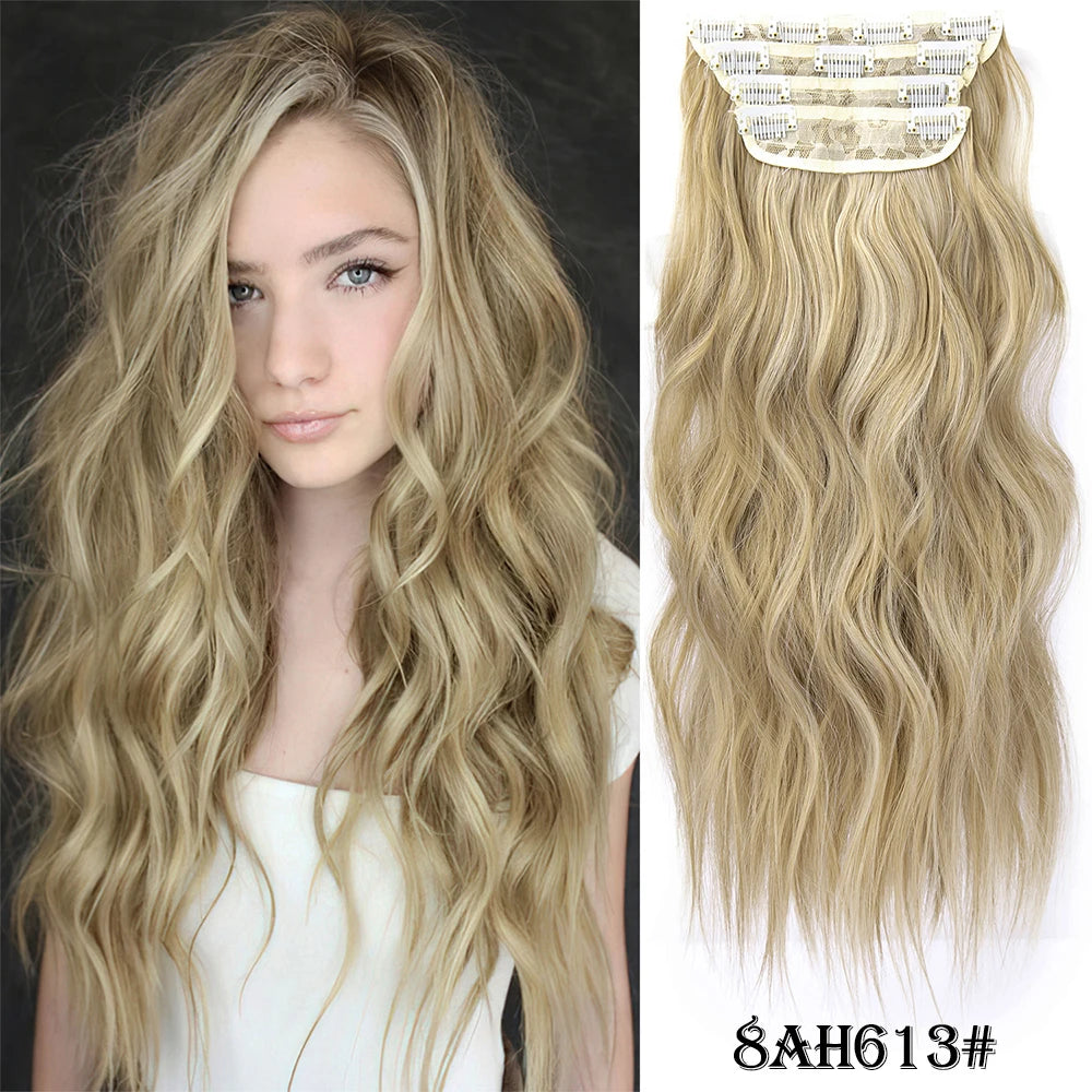 Synthetic  Hair Extensions Long Wavy 4Pcs/Set Piece 11 Clip-In Hairpieces