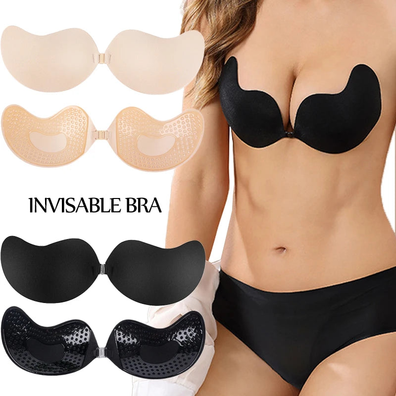 Invisible Push Up Bra for Women Backless Silicone Self-Adhesive Bra Pads