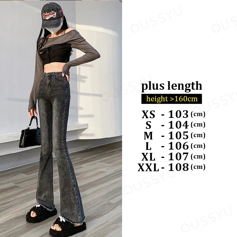 Flared Jeans Women Vintage Black Denim Pants