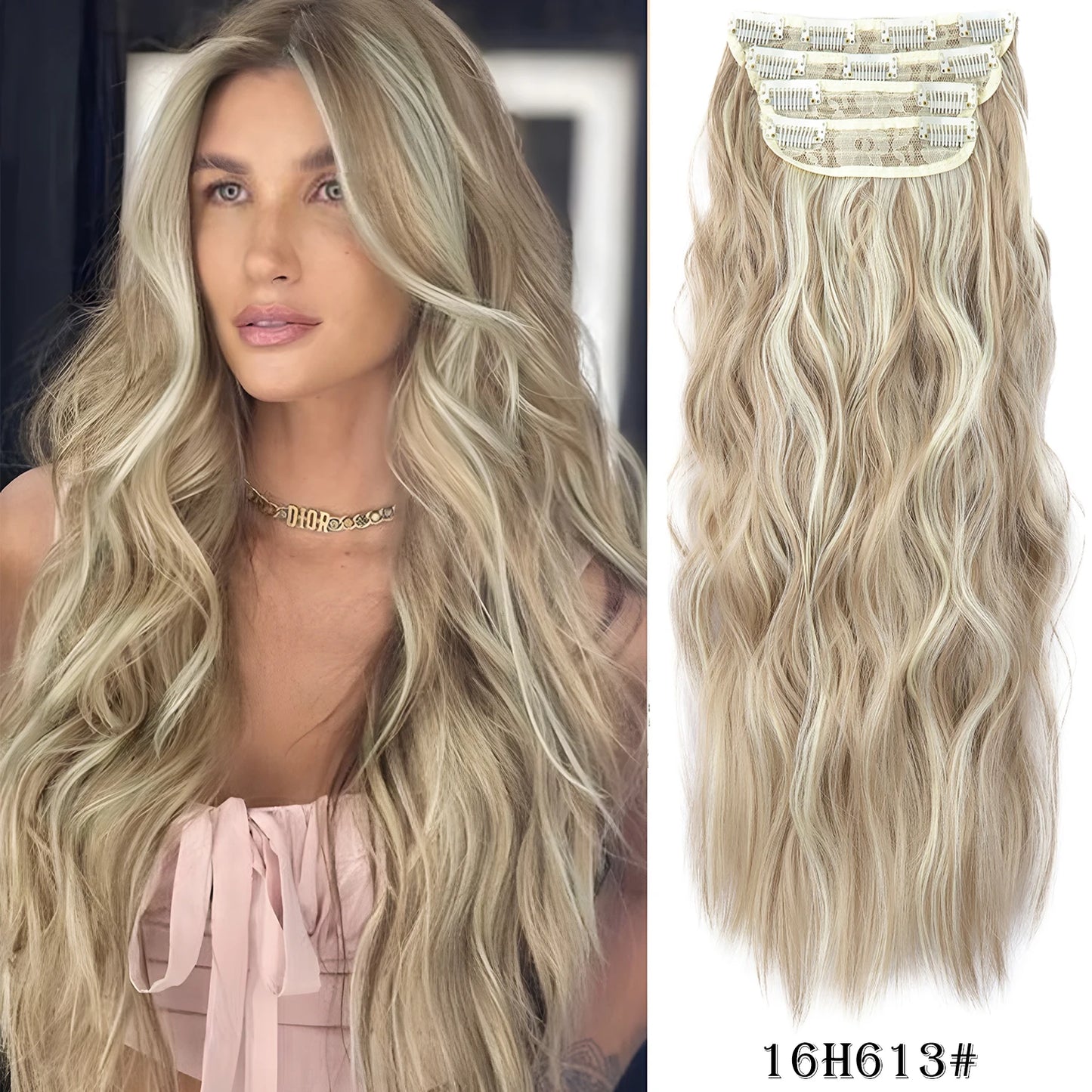 Synthetic  Hair Extensions Long Wavy 4Pcs/Set Piece 11 Clip-In Hairpieces